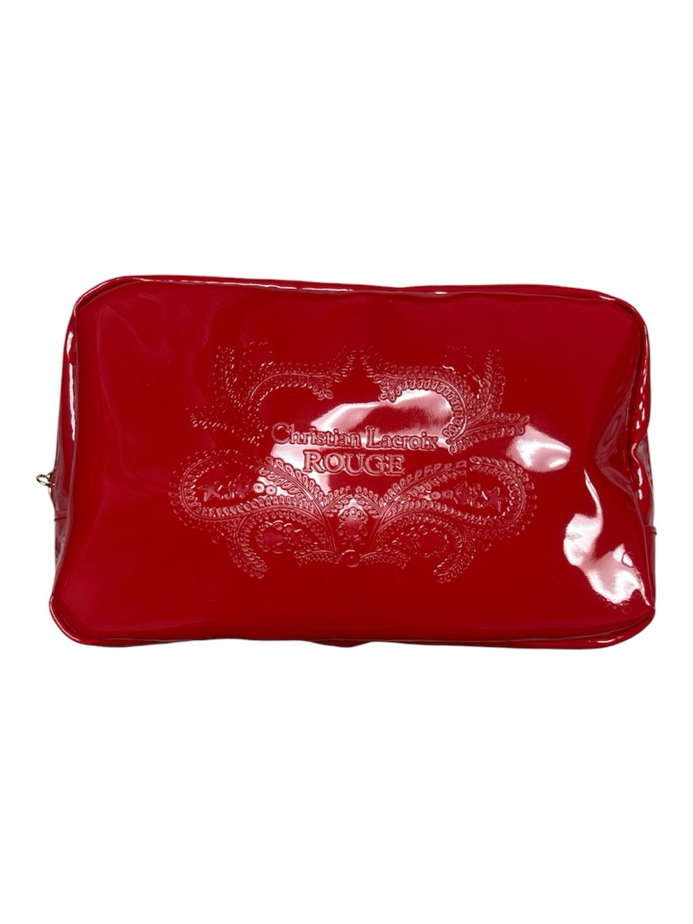 Christian Lacroix Red Patent Embossed Cosmetic Pouch